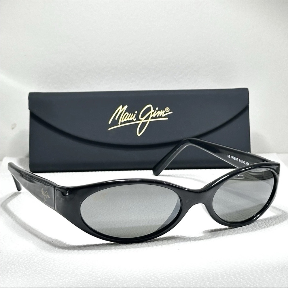 MAUI JIM MALIA MJ 125-02 GLOSS BLACK WITH GREY POLARIZED OVAL SUNGLASSES NEW